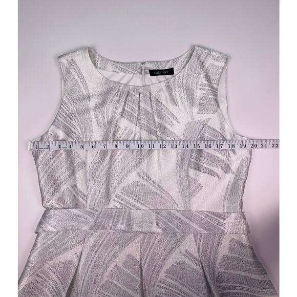 Ellen Tracy Silver & White Sleeveless Fit & Flare Dress Size Medium - Picture 9 of 9